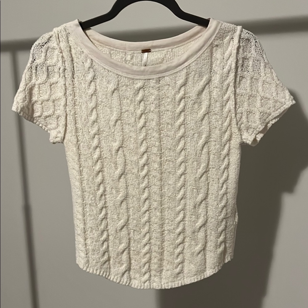 Free People Cream Cable Sweater Shirt
